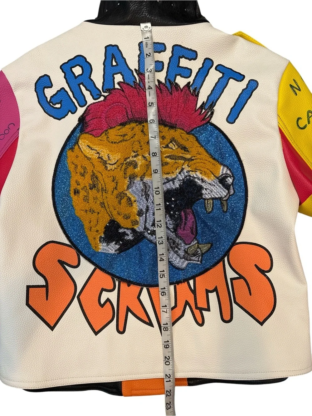 Bold Azalea Wang “Graffiti Kisses” Leather Moto Jacket Large